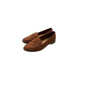 American Eagle Brown Faux Suede Loafers Flats Neutral 10 EUC